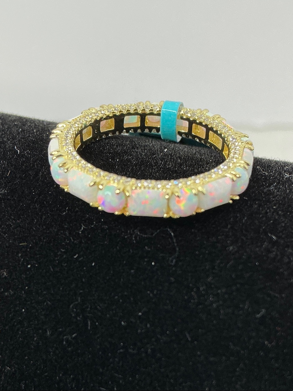 Gold over 925 Sterling Silver White Opal Ring size7